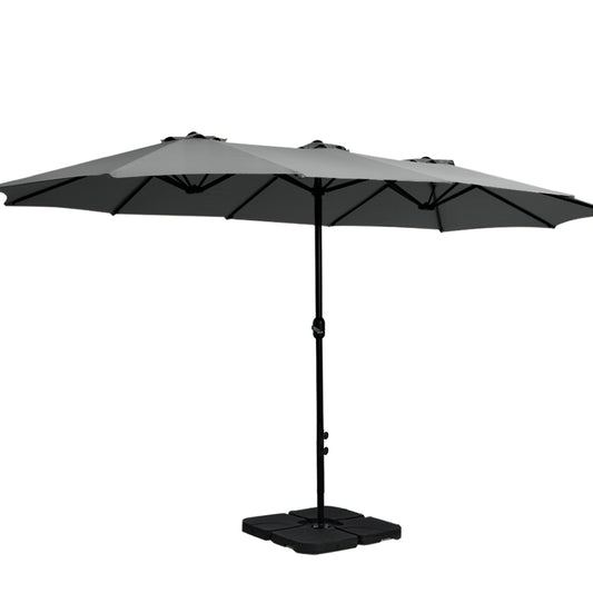 Instahut 4.57m Outdoor Umbrella with Base Stand Tilt Charcoal