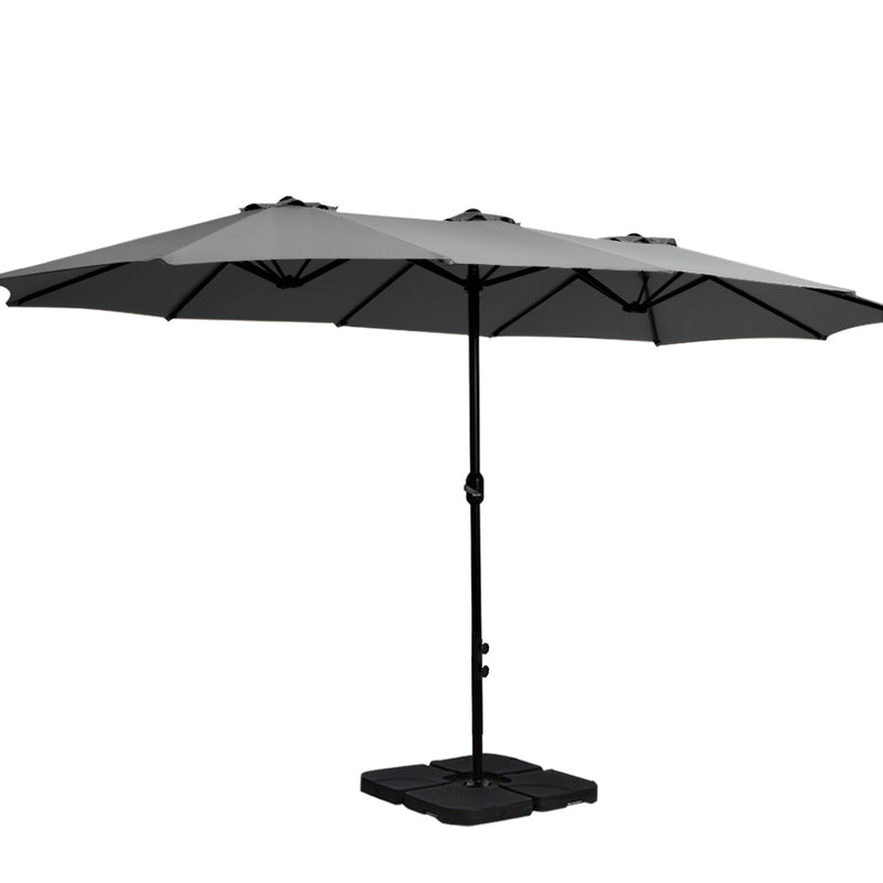 Instahut 4.57m Outdoor Umbrella with Base Stand Tilt Charcoal
