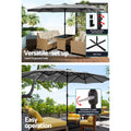 Instahut 4.57m Outdoor Umbrella with Base Stand Tilt Charcoal