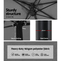 Instahut 4.57m Outdoor Umbrella with Base Stand Tilt Charcoal
