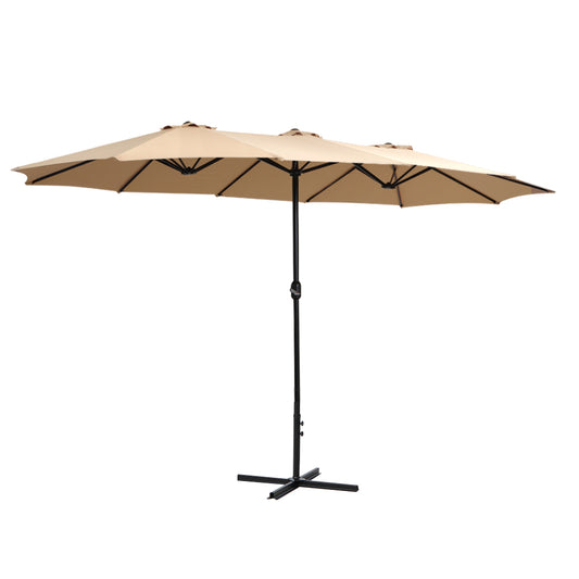 Instahut 4.57m Outdoor Umbrella Tilt Beach Garden Pole Beige