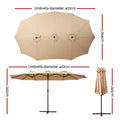 Instahut 4.57m Outdoor Umbrella Tilt Beach Garden Pole Beige