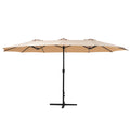 Instahut 4.57m Outdoor Umbrella Tilt Beach Garden Pole Beige