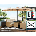 Instahut 4.57m Outdoor Umbrella Tilt Beach Garden Pole Beige