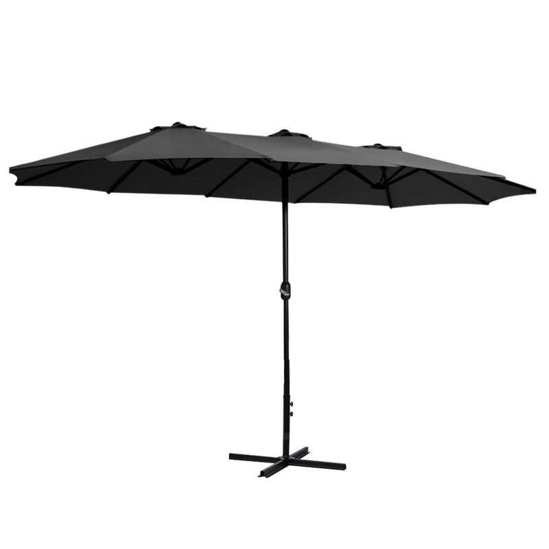 Instahut 4.57m Outdoor Umbrella Tilt Garden Beach Pole Black
