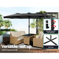 Instahut 4.57m Outdoor Umbrella Tilt Garden Beach Pole Black