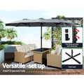 Instahut 4.57m Outdoor Umbrella Tilt Charcoal Garden Beach Pole