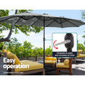 Instahut 4.57m Outdoor Umbrella Tilt Charcoal Garden Beach Pole