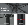 Instahut 4.57m Outdoor Umbrella Tilt Charcoal Garden Beach Pole