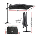 Instahut Outdoor Umbrella w/Base 3m Cantilever Stand Sun Roma 360 Degree Charcoal