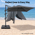 Instahut Outdoor Umbrella w/Base 3m Cantilever Stand Sun Roma 360 Degree Charcoal