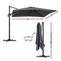 Instahut 3m Cantilever Umbrella 360° Charcoal Outdoor Sun