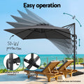 Instahut 3m Cantilever Umbrella 360° Charcoal Outdoor Sun