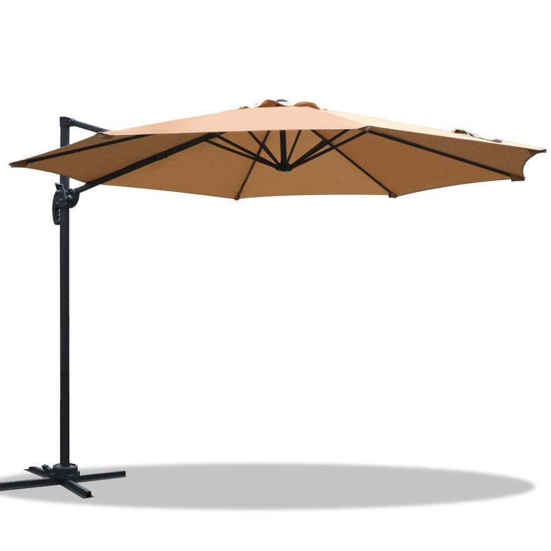 Instahut 3m Cantilever Umbrella 360 Tilt Beach Roma Beige