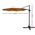 Instahut 3m Cantilever Umbrella 360 Tilt Beach Roma Beige