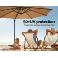 Instahut 3m Cantilever Umbrella 360 Tilt Beach Roma Beige