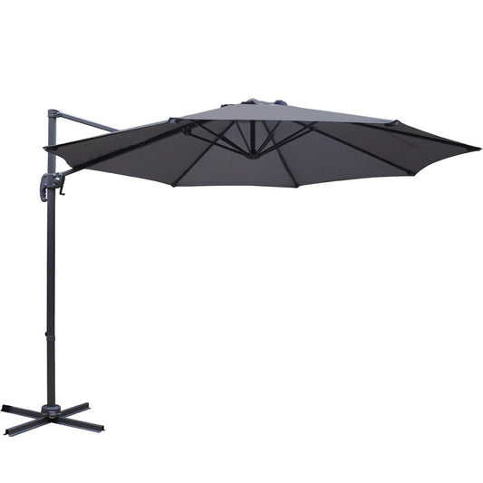 Instahut 3m Cantilever Umbrella 360 Tilt Beach Roma Charcoal