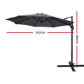 Instahut 3m Cantilever Umbrella 360 Tilt Beach Roma Charcoal