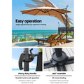 Instahut 3m Cantilever Umbrella Beige w/Base 360 Tilt Beach