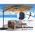 Instahut 3m Cantilever Umbrella Beige w/Base 360 Tilt Beach