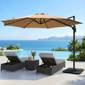 Instahut 3m Cantilever Umbrella Beige w/Base 360 Tilt Beach