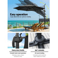 Instahut 3m Cantilever Umbrella 360° Tilt Base Black Outdoor