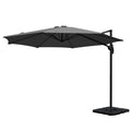 Instahut 3m Cantilever Umbrella 360° Tilt Base Charcoal