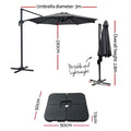 Instahut 3m Cantilever Umbrella 360° Tilt Base Charcoal