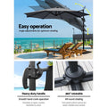 Instahut 3m Cantilever Umbrella 360° Tilt Base Charcoal