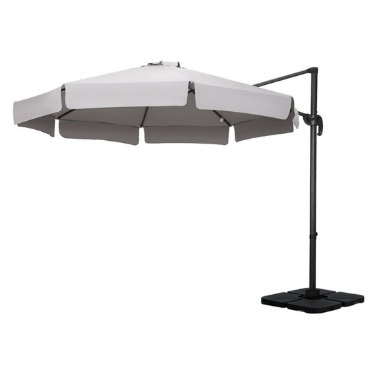 Instahut 3m Cantilever Umbrella Grey 360° Tilt Beach Roma Base