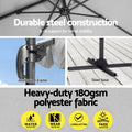 Instahut 3m Cantilever Umbrella Grey 360° Tilt Beach Roma Base