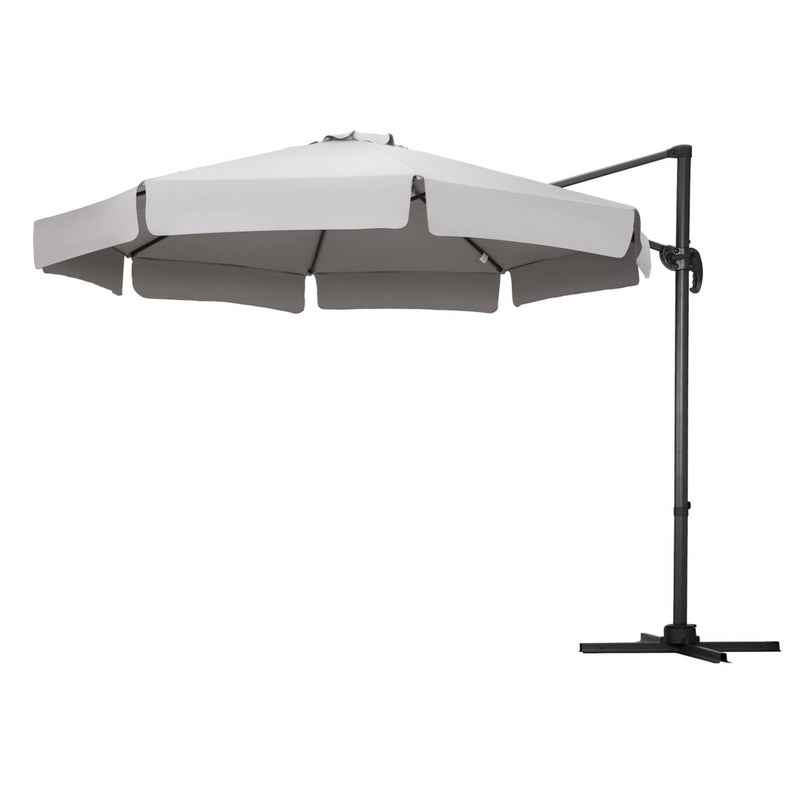 Instahut 3m Cantilever Umbrella 360 Tilt Beach Grey
