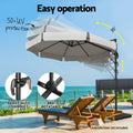 Instahut 3m Cantilever Umbrella 360 Tilt Beach Grey