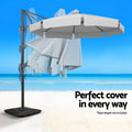 Instahut 3m Cantilever Umbrella 360 Tilt Beach Grey