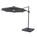 Instahut Outdoor Umbrella w/Base 3m Solar LED Offset Cantilever Patio Parasol Charcoal
