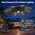 Instahut Outdoor Umbrella w/Base 3m Solar LED Offset Cantilever Patio Parasol Charcoal