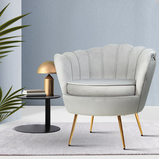 Artiss Velvet Armchair Grey Callista