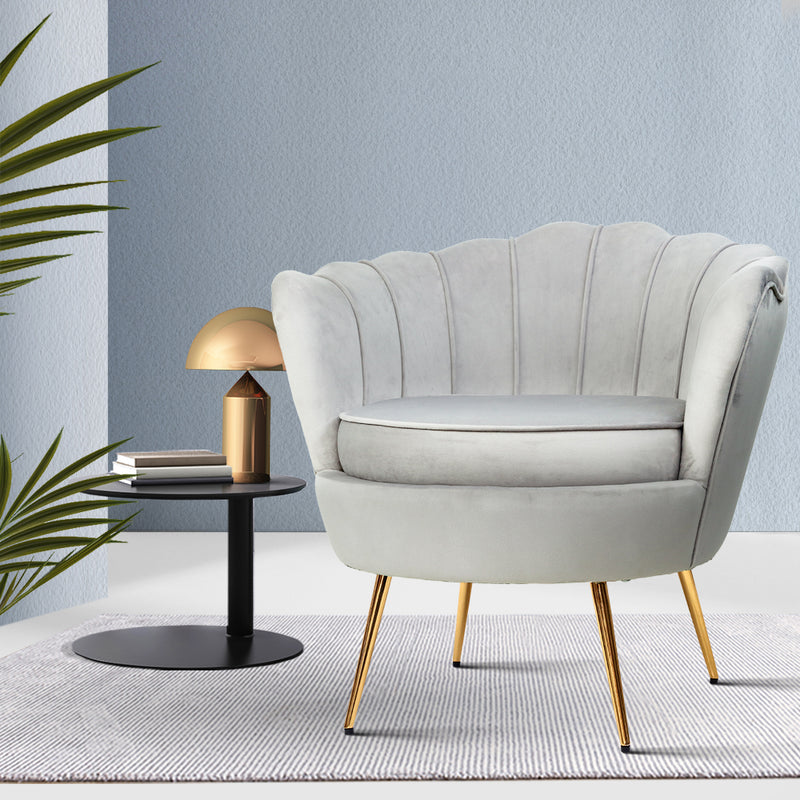 Artiss Velvet Armchair Grey Callista