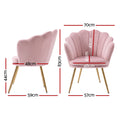 Artiss Armchair Velvet Dining Nursing Lounge Chair Metal Legs Pink