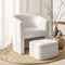 Artiss Armchair w/Ottoman Storage Footrest Boucle White