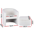 Artiss Armchair w/Ottoman Storage Footrest Boucle White