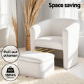 Artiss Armchair w/Ottoman Storage Footrest Boucle White