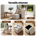 Artiss Armchair w/Ottoman Storage Footrest Boucle White