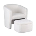 Artiss Armchair w/Ottoman Storage Footrest Boucle White