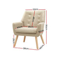 Artiss Anne Armchair Linen Fabric Beige