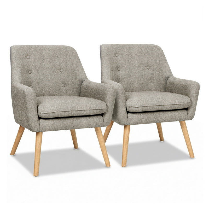 Artiss 2X Armchair Lounge Chair Accent Tub Chair Beige