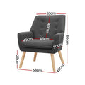 Artiss Anne Armchair Linen Fabric Charcoal