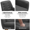 Artiss Anne Armchair Linen Fabric Charcoal