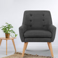 Artiss Anne Armchair Linen Fabric Charcoal
