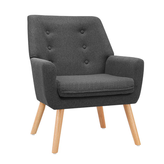 Artiss Anne Armchair Linen Fabric Charcoal